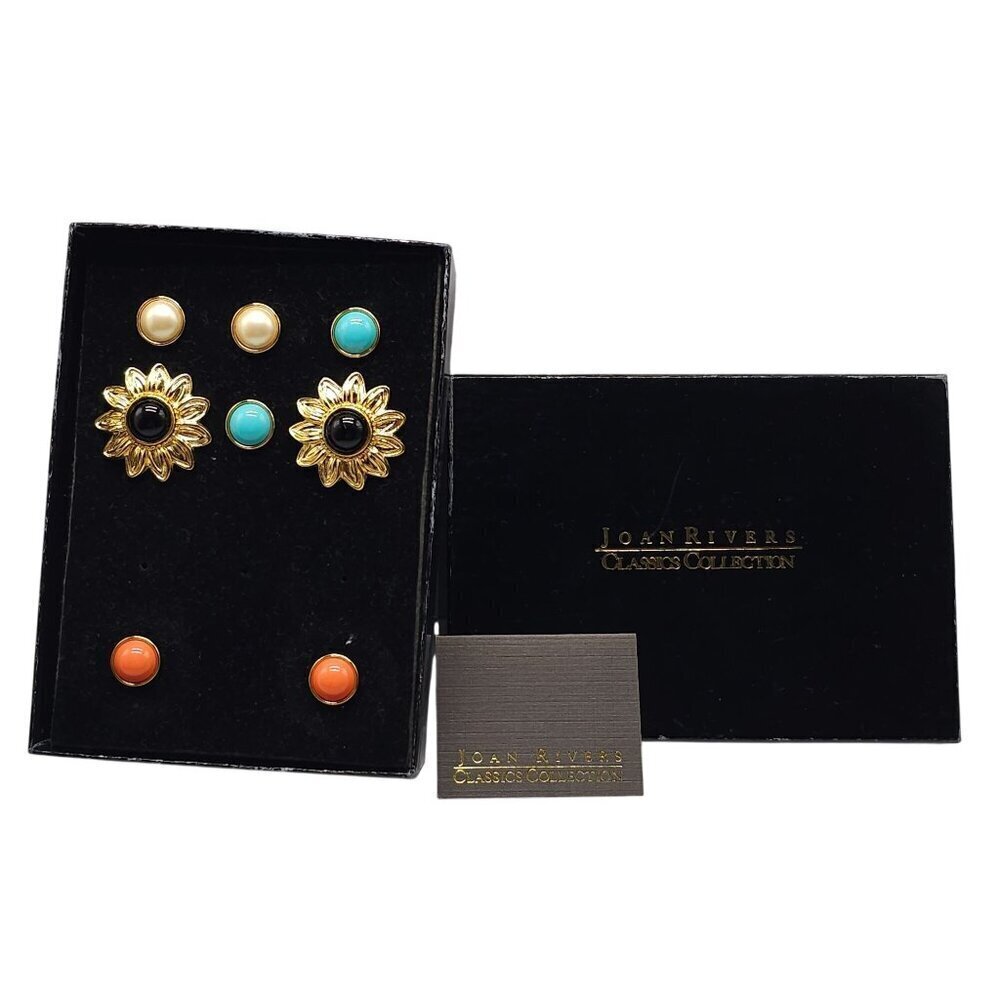 Joan Rivers Sunflower Earrings with 4 Interchangeable Centers